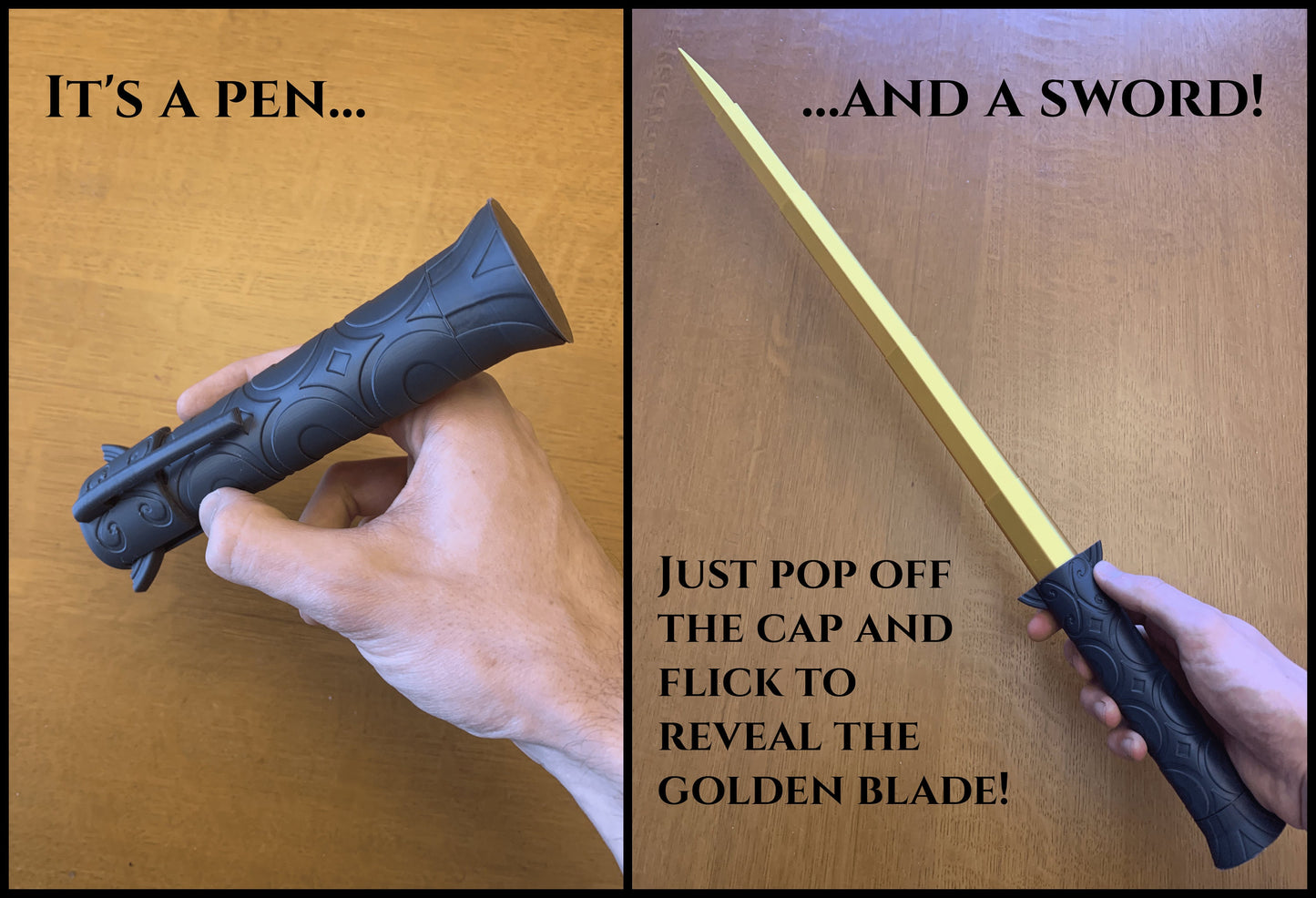 Riptide Cosplay Sword Pen | EXTENDABLE and RETRACTABLE | 3D Model STL Files