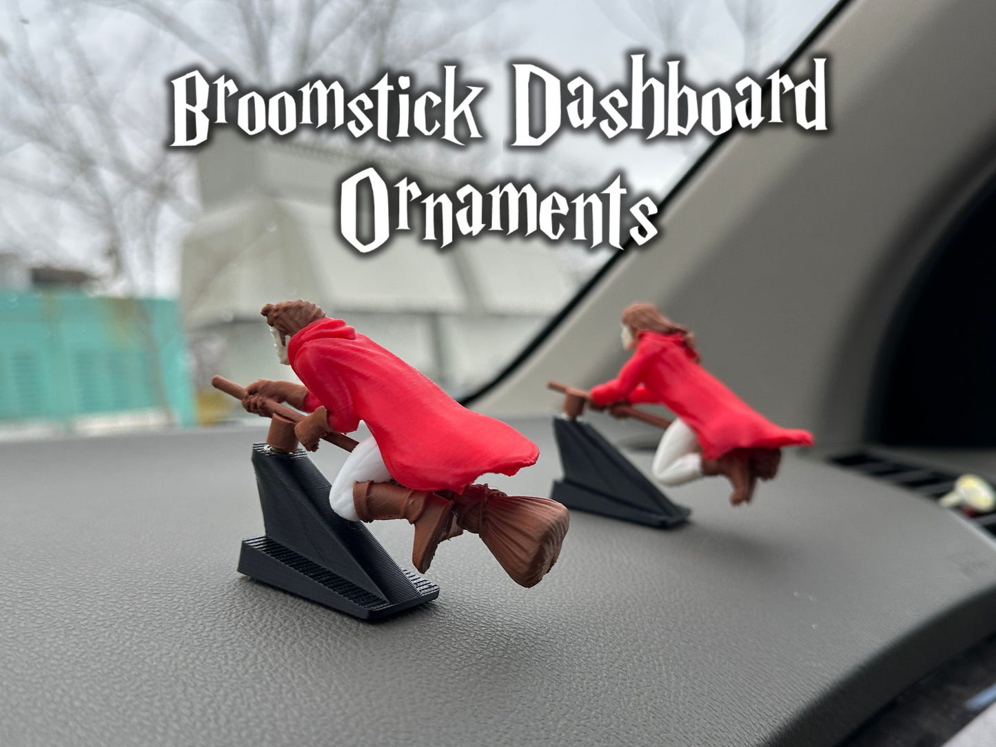 Witch and Wizard Broomstick Dashboard Drift Ornaments - Fantasy Car Decoration