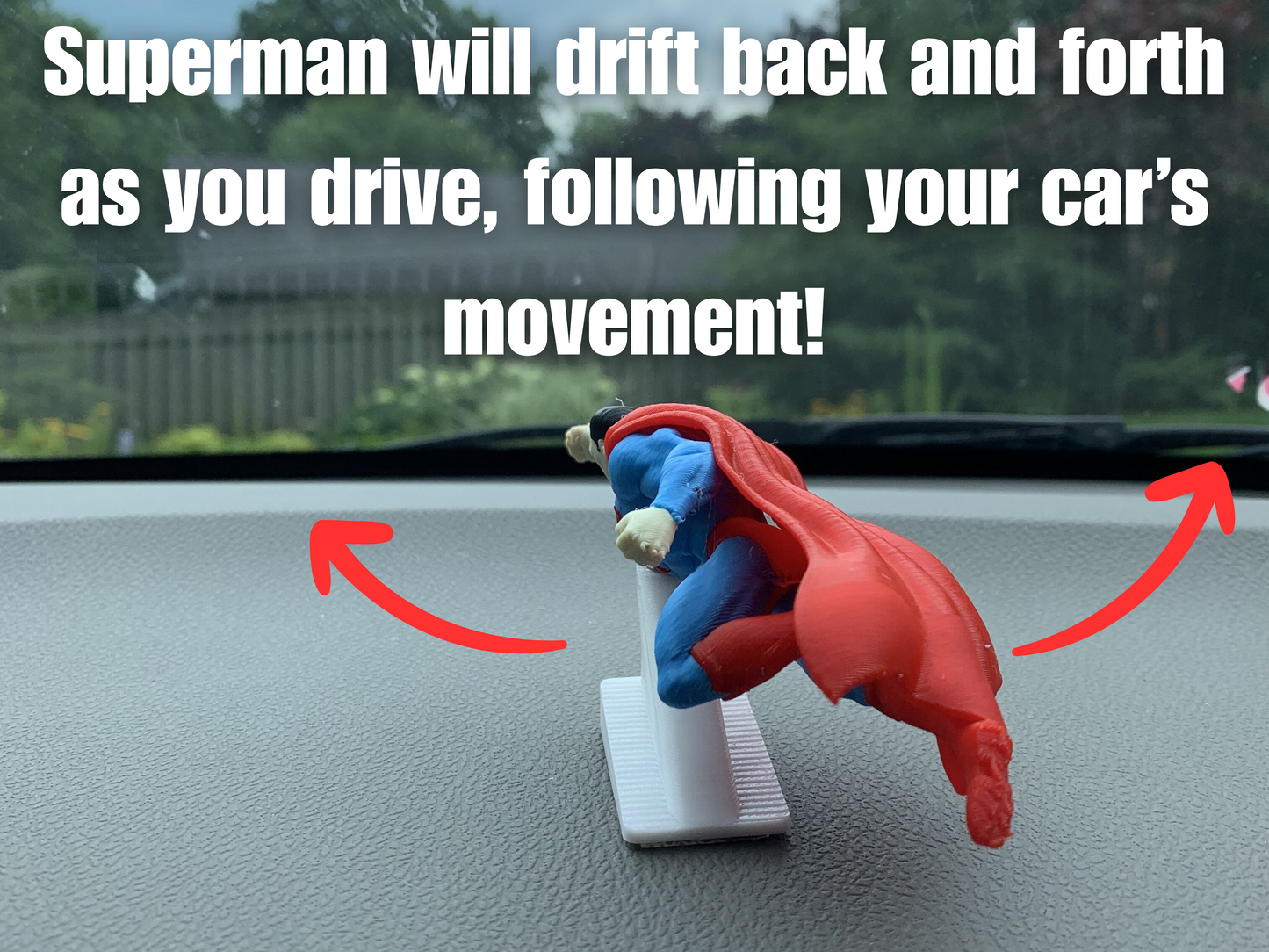 Super Man Car Dashboard Decoration Ornament -- Drifts and Spins as you Drive!