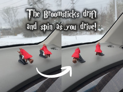 Witch and Wizard Broomstick Dashboard Drift Ornaments - Fantasy Car Decoration