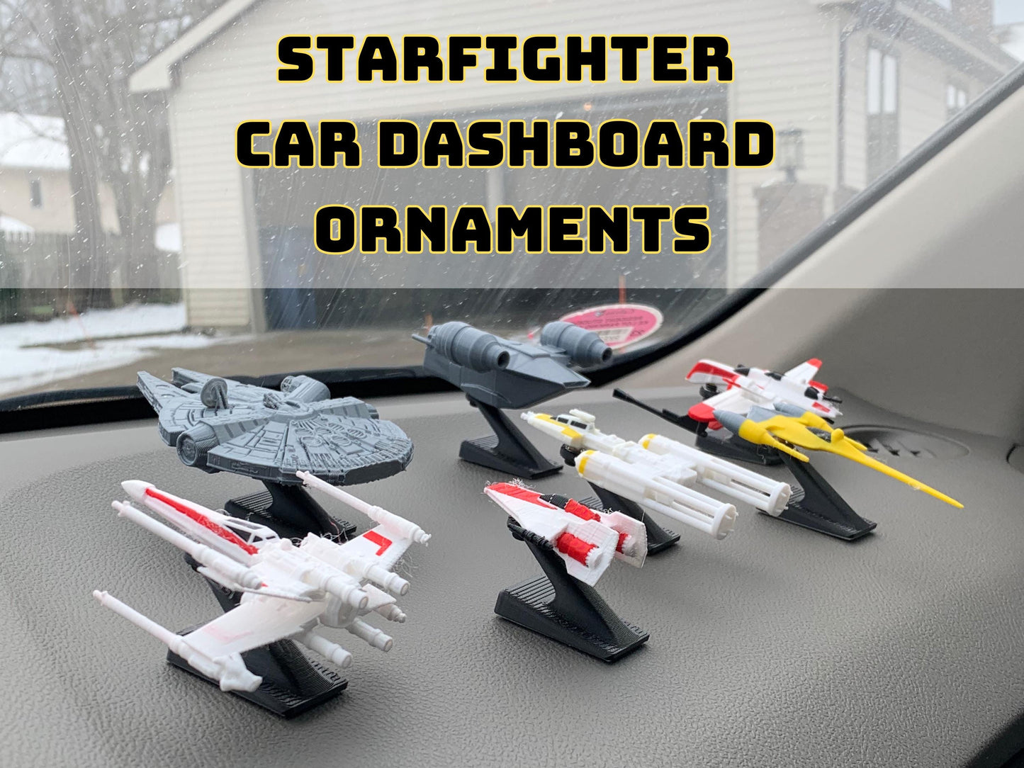 Yellow Starfighter Car Dashboard Drift Ornament