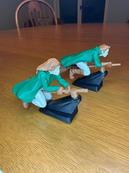 Witch and Wizard Broomstick Dashboard Drift Ornaments - Fantasy Car Decoration