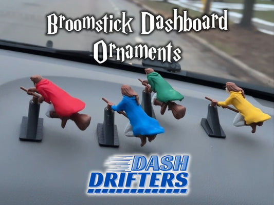 Witch and Wizard Broomstick Dashboard Drift Ornaments - Fantasy Car Decoration